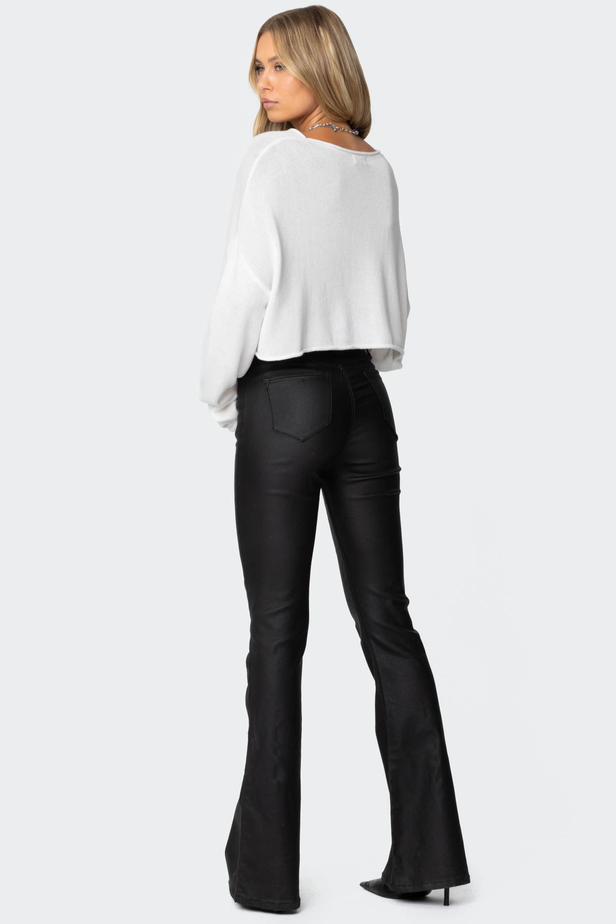 Luna | Fusk läder flare jeans