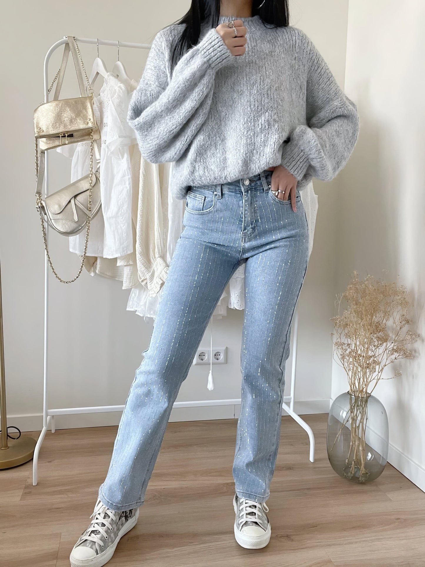 GlamLux | Jeans med denimglitter och stjärnglans